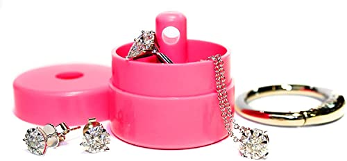 Pink Lion Latch Travel Jewelry Box & Keychain - Small Ring & Organizer Case