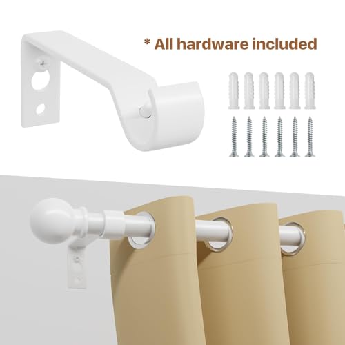 Adjustable White Curtain Rod 28 to 48 Inch - Heavy Duty 5/8" Drapery Rod
