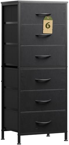 6-Drawer Tall Dresser, Vertical Fabric Storage Chest for Small Spaces