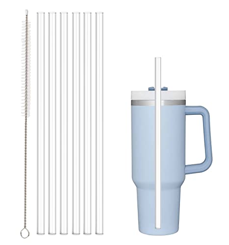 Reusable Clear Plastic Straws for 30 oz & 40 oz Tumblers - 6 Pack with Brush