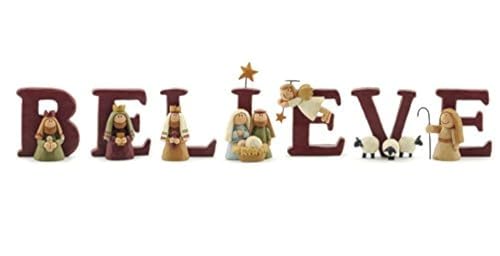 BELIEVE Nativity Resin Christmas Tabletop Decoration - 7-Piece Letter Set