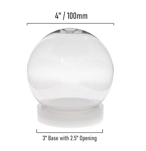 DIY Snow Globe Kit - 100mm Clear Plastic Fillable Water Globes (6 Pack)