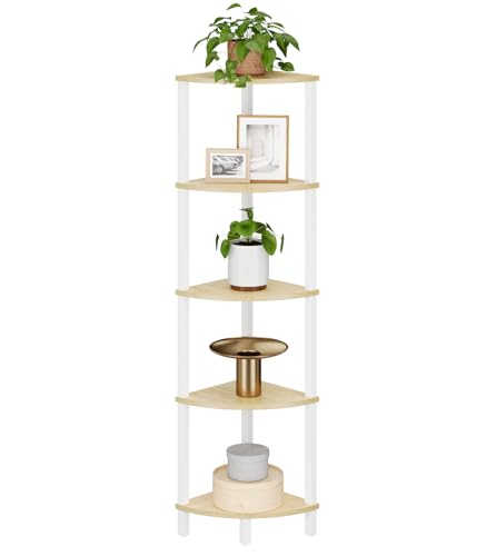 5-Tier Corner Bookshelf, Industrial Storage Display Rack for Home Office