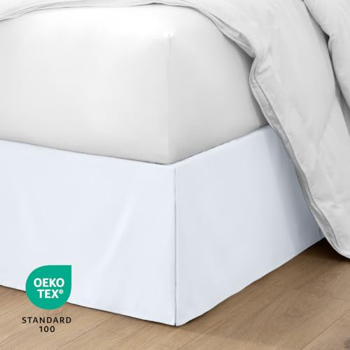 Queen Microfiber Bed Skirt - 15-Inch Drop Tailored Pleated Dust Ruffle