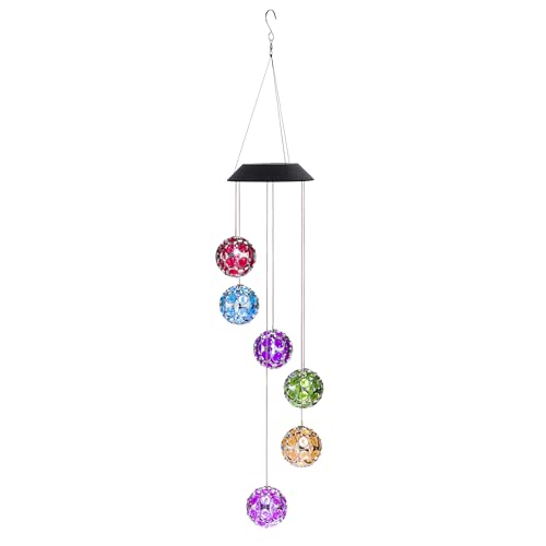 Solar Hanging Gem Sphere Mobile with LED Lights for Garden Decor