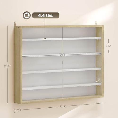 5-Tier Wall Mounted Glass Display Cabinet with Adjustable Shelves