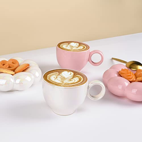 Koythin 6.5oz Sunflower Ceramic Mug Pearl White Tea Latte Cup