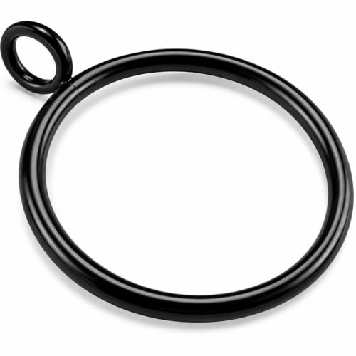 60-Pack Black Curtain Rings with Eyelets, 1.5-Inch Metal Drapery Rings