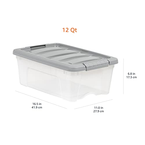 12-Quart Plastic Storage Containers with Latching Lids Set of 6