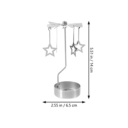 Rotating Tea Light Candle Holder - Silver Spinning Star Carousel