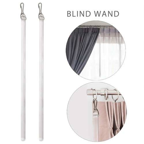 17-Inch Clear Curtain Pull Wand with Metal Hook - 2 Pack