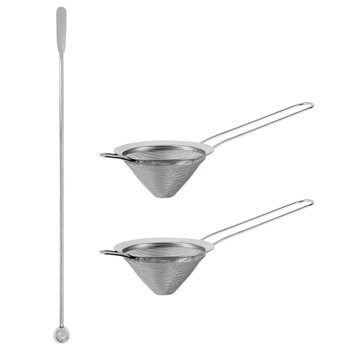 Restynic 2-Pack Fine Mesh Cocktail Strainers with Muddler - Barware Set