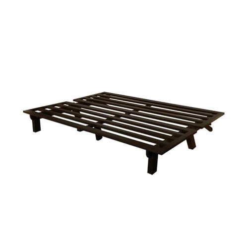 Kodiak Furniture Carson 75" Full-Size Wooden Futon Frame in Java Brown - Solid Pine, Converts to Bed, Easy Assembly
