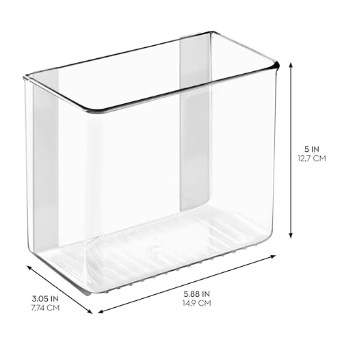 iDesign Adhesive Organizer Bin - Damage-Free Hanging for Kitchen, Bathroom, or Office - Set of 2 - Clear