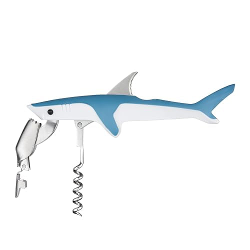 True Shark Waiters Corkscrew Wine Opener with Foil Cutter, Stainless Steel & Plastic