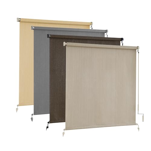 Cordless Outdoor Roller Shades - 96" x 96" Privacy Blinds