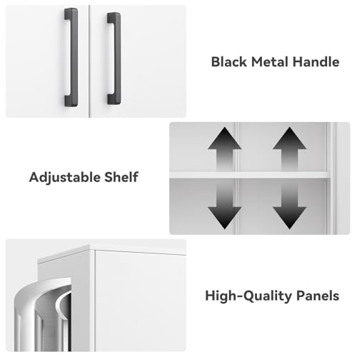 28-Inch Metal Wall Storage Cabinet with Adjustable Shelf and Locking Door