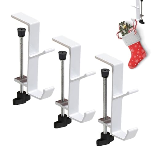 2-in-1 Fireplace Stocking and Garland Hanger for Mantel, White (3 Pack)