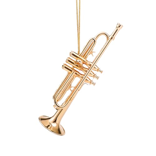 4.72" Brass Trumpet Miniature Hanging Ornament - Brass & Metal Christmas Decor