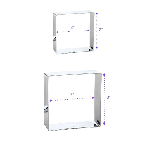 Bakerpan Stainless Steel Square Cookie Cutter Set (2in & 3in) - Variation: Square