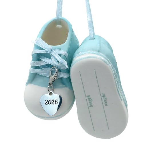 Personalized Baby Boy First Christmas Ornament - Blue Booties with Dated 2026