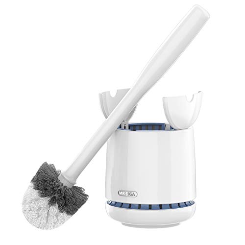MR.SIGA Toilet Bowl Brush and Holder Set with Long Handle and Ventilated Base