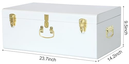 Decorative Metal Storage Trunk Set with Handles, 2-Piece Nesting Chest