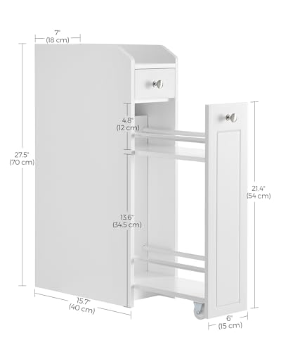 Slim Bathroom Storage Cabinet with Slide-Out Drawers, White