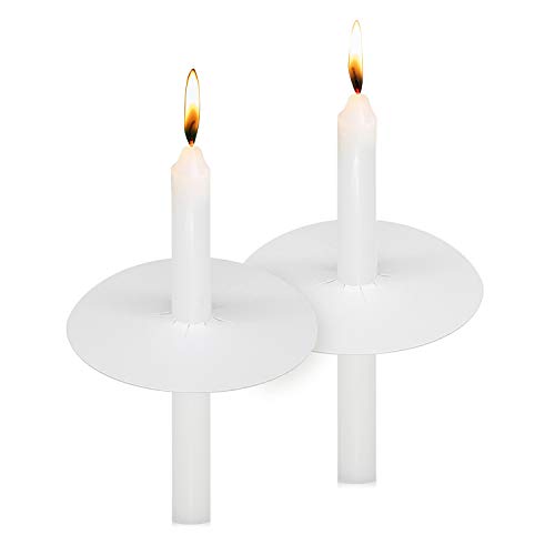 20 Pack Unscented White Church Candles with Drip Protectors for Vigil & Religious Services