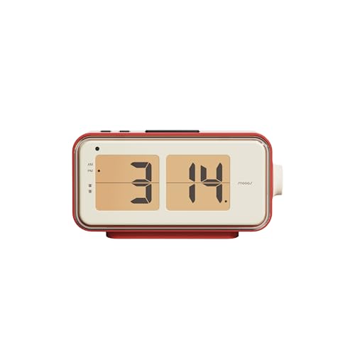 Retro Flip Clock with Alarm, Temperature, and Date Display (Red)