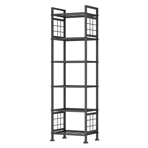 6-Tier Metal Standing Storage Shelf Rack for Bathroom and Kitchen, Black