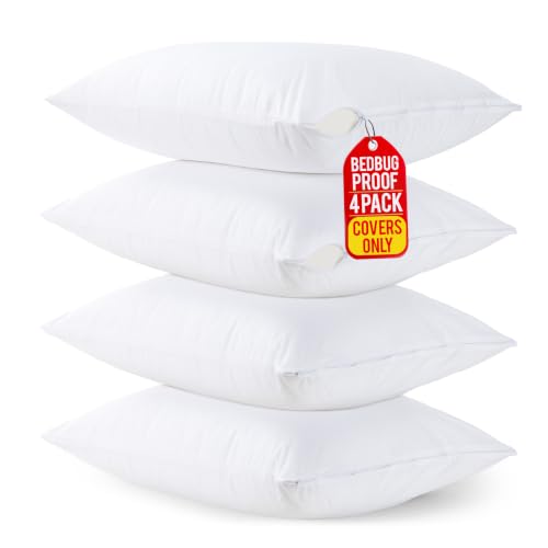 Utopia Bedding Waterproof Pillow Protectors Set of 4 Standard Size Zippered