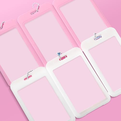 6 Pcs Photocard Holder Keychain Set with Decorative Stickers for DIY