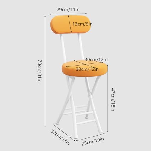 Portable Folding Stool with Backrest and Padded Leather Cushion