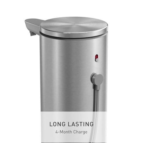 simplehuman Brushed Stainless Steel 9 oz Liquid Sensor Soap Dispenser, Touchless & Rechargeable