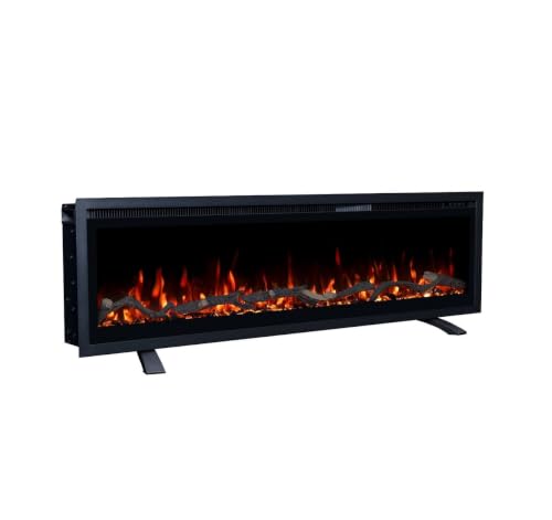 72-Inch Linear Electric Fireplace - Recessed Wall Mount with Smart App