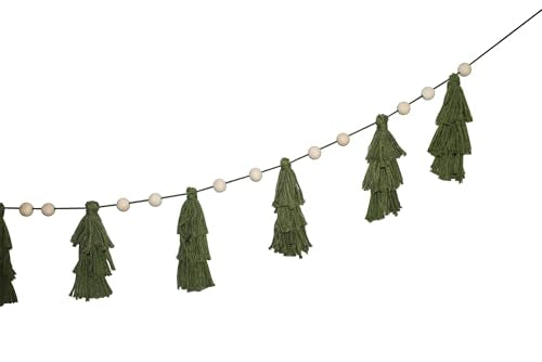 Pastel Christmas Tassel Garland with Wood Beads - Holiday Decor for Mantel & Kids Room