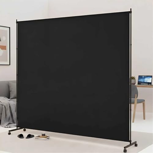 73" x 75" Portable Room Divider Screen with Wheels, Fabric Privacy Partition