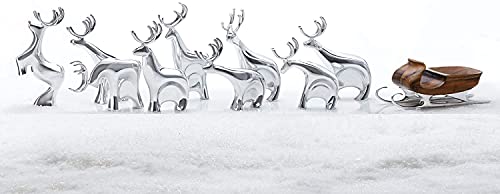 Blitzen Reindeer Figurine Set - Lustrous Alloy Christmas Holiday Decor - 3 Piece Display