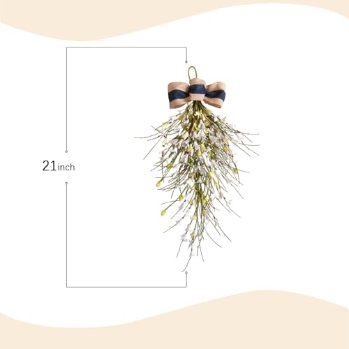 2-Piece Artificial Forsythia Teardrop Swag, 21-Inch Spring Floral Door Decor