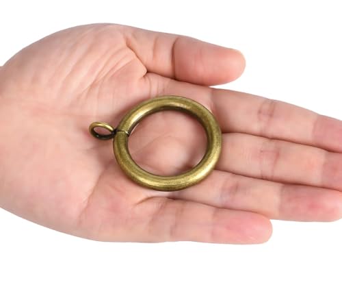 Antique Brass Metal Curtain Rings - 1.25-Inch Inner Diameter, 40 Pack