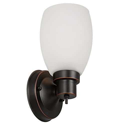 Lydia Wall Sconce, Oil Rubbed Bronze Finish, Frosted Glass Shade, Dimmable with Twist On/Off Switch for Hallway, Foyer, Bathroom ? Design House, 588814-ORB