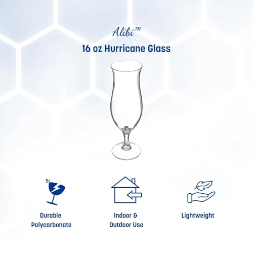 Carlisle FoodService 16oz Clear Hurricane Glass - Break-Resistant Plastic, Dishwasher Safe (Variation 1)