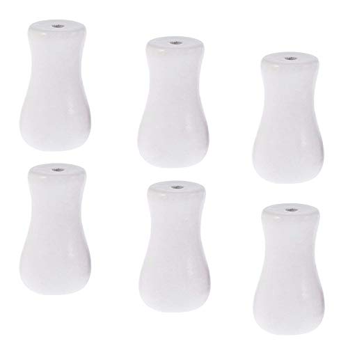 Wooden Cord Tassels for Window Blinds - White Hanging Ball Pulls, 6 Pack