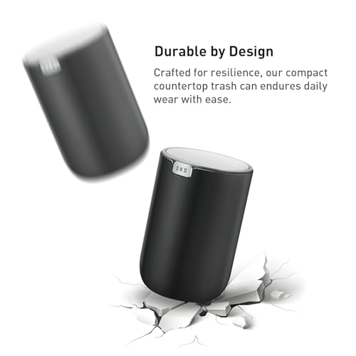 Mini Tabletop Trash Bin with Swing Lid – 1.5L Small Desktop Trash Can (Black)