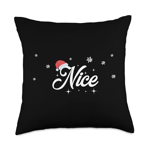 Matching His & Hers Santa Naughty and Nice Christmas Throw Pillow 18x18