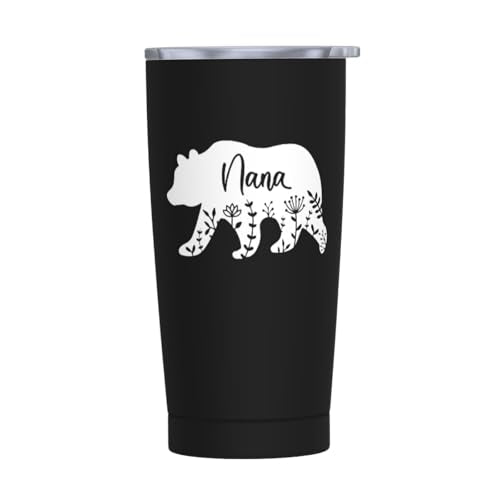 Yipaidel Nana Bear Floral 20oz Travel Coffee Mug Tumbler, Insulated Stainless Steel