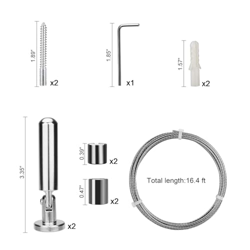 5-Meter Stainless Steel Tension Wire Curtain Rod for Photos and Art Display