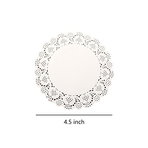 4.5-Inch Round White Paper Doilies - Decorative Lace Design, 100-Pack