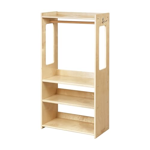 Kids Wooden Clothing Rack with Shelves and Storage Armoire
